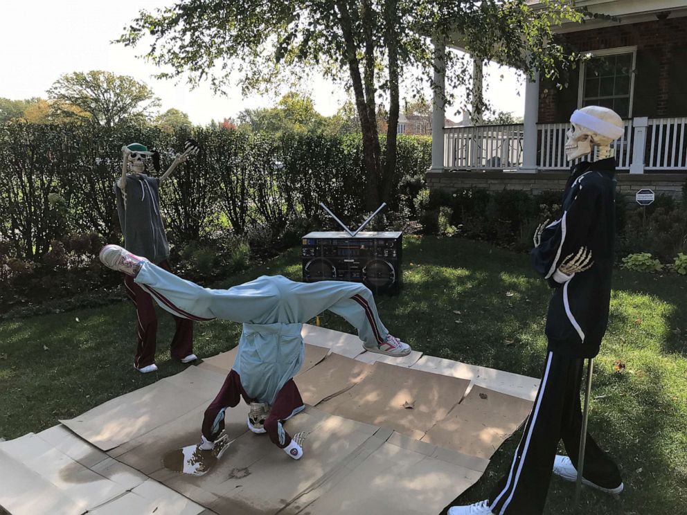 PHOTO: In 2017 Joseph Lee decorated his yard with break dancing skeletons for Halloween.