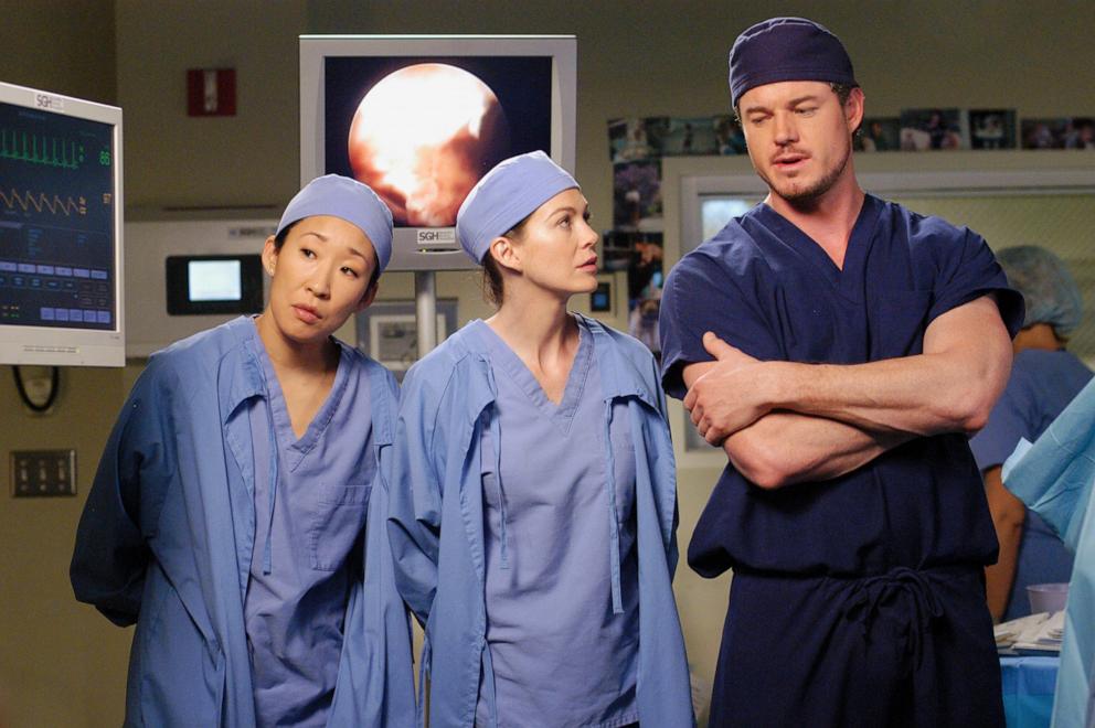 PHOTO: Sandra Oh, Ellen Pompeo and Eric Dane in a scene from "Grey's Anatomy."