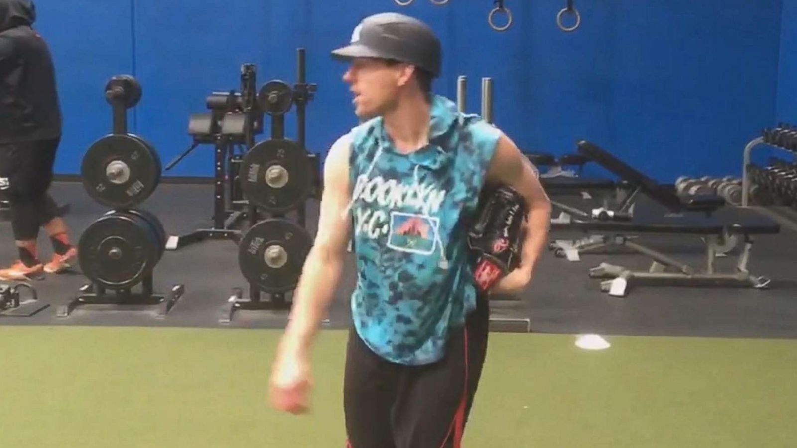 PHOTO: Pitcher Danny Farquhar works out after returning from a brain aneurysm that he suffered while pitching for the White Sox in 2018.