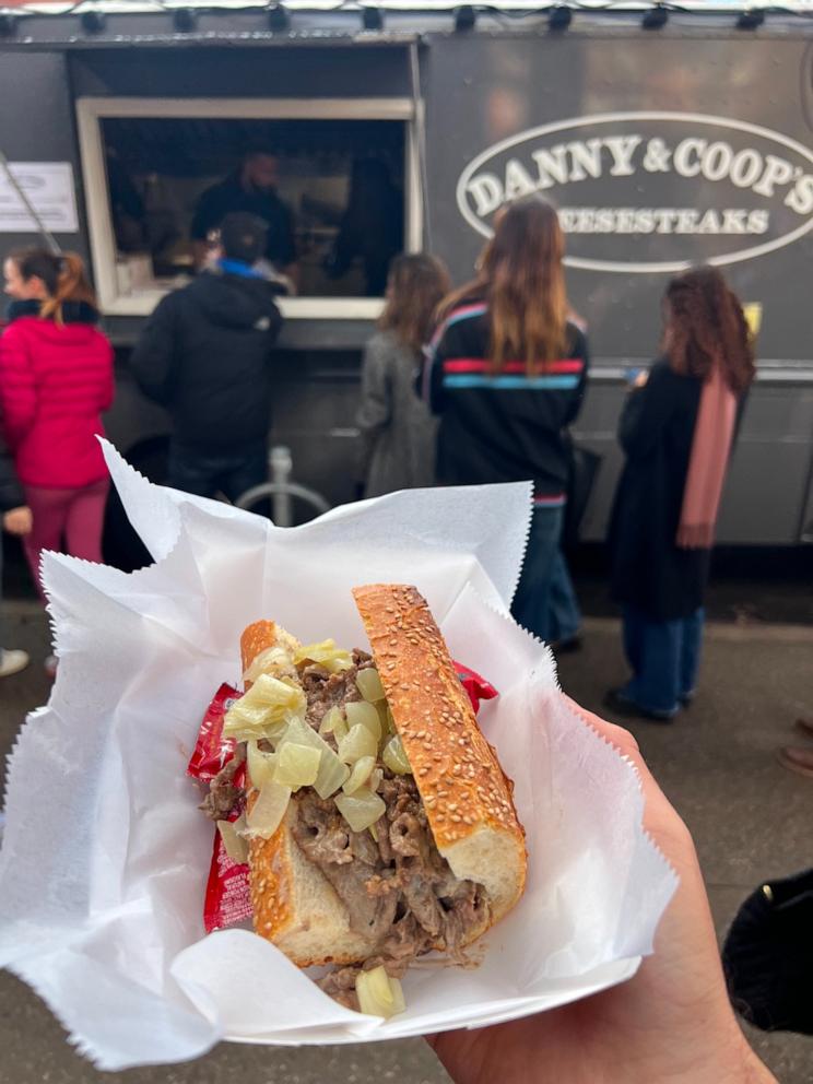 PHOTO: A Philly cheesesteak sandwich from Danny & Coop's food truck.