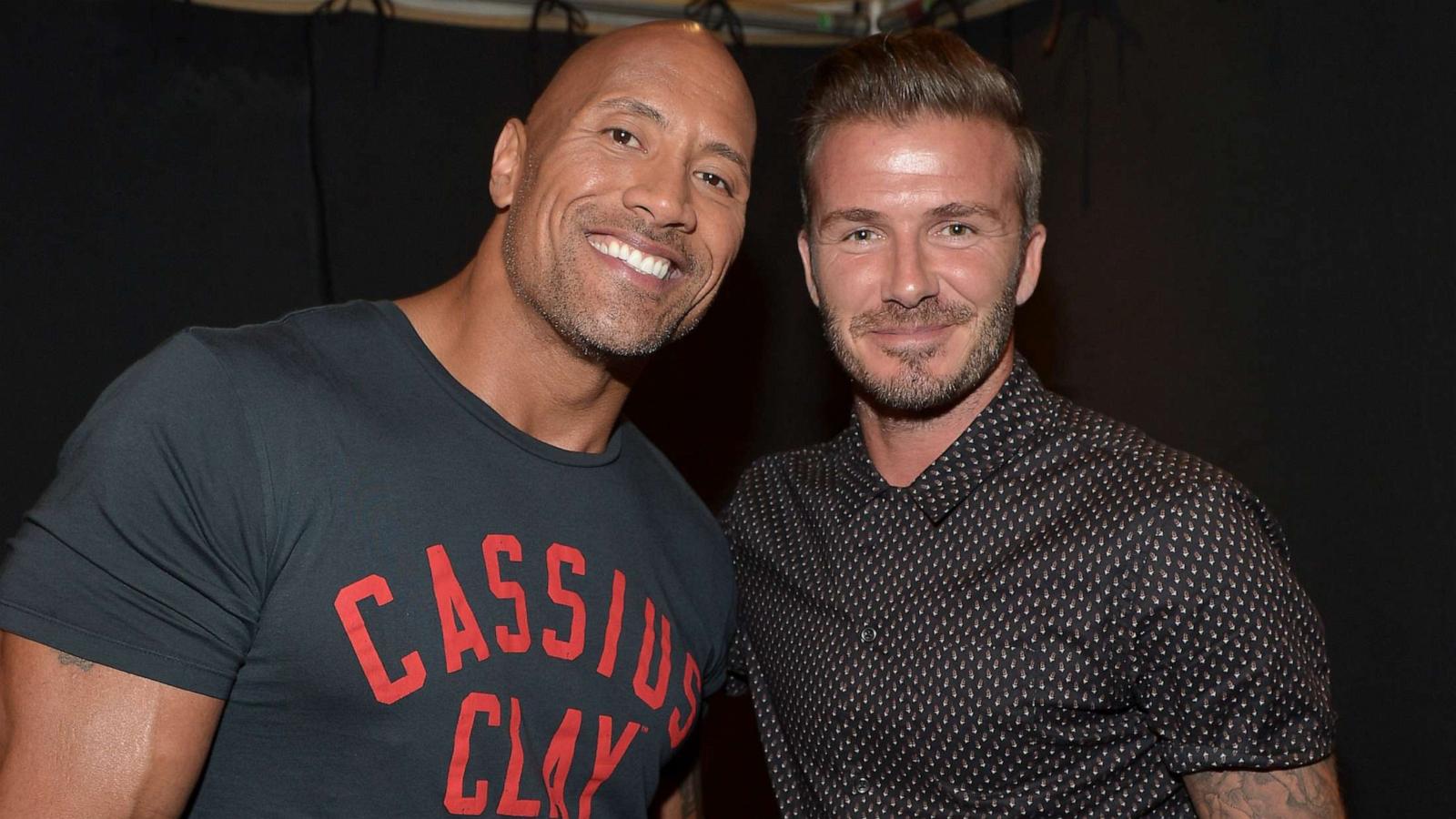 PHOTO: Dwayne Johnson and soccer player David Beckham attend Nickelodeon Kids' Choice Sports Awards, July 17, 2014, in Los Angeles.