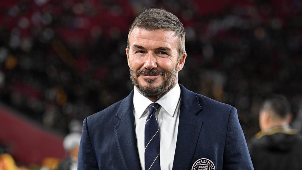 PHOTO: David Beckham, co-owner of Inter Miami CF reacts prior to the MLS match between Los Angeles Football Club and Inter Miami CF at Los Angeles Memorial Coliseum, on Feb. 21, 2026, in Los Angeles.