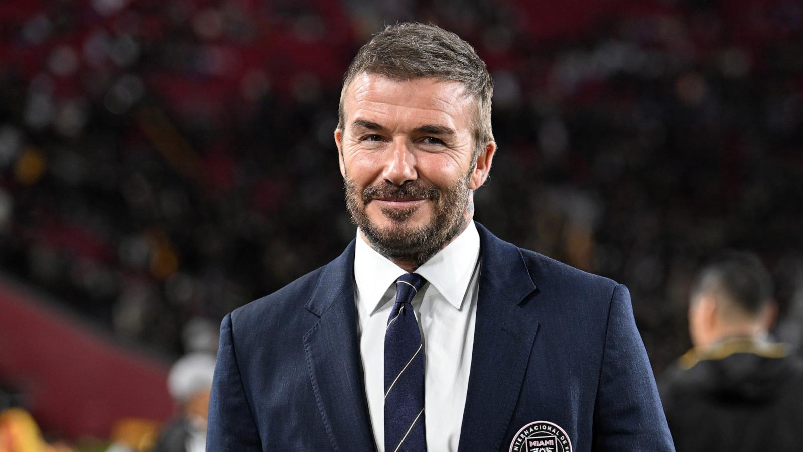 PHOTO: David Beckham, co-owner of Inter Miami CF reacts prior to the MLS match between Los Angeles Football Club and Inter Miami CF at Los Angeles Memorial Coliseum, on Feb. 21, 2026, in Los Angeles.