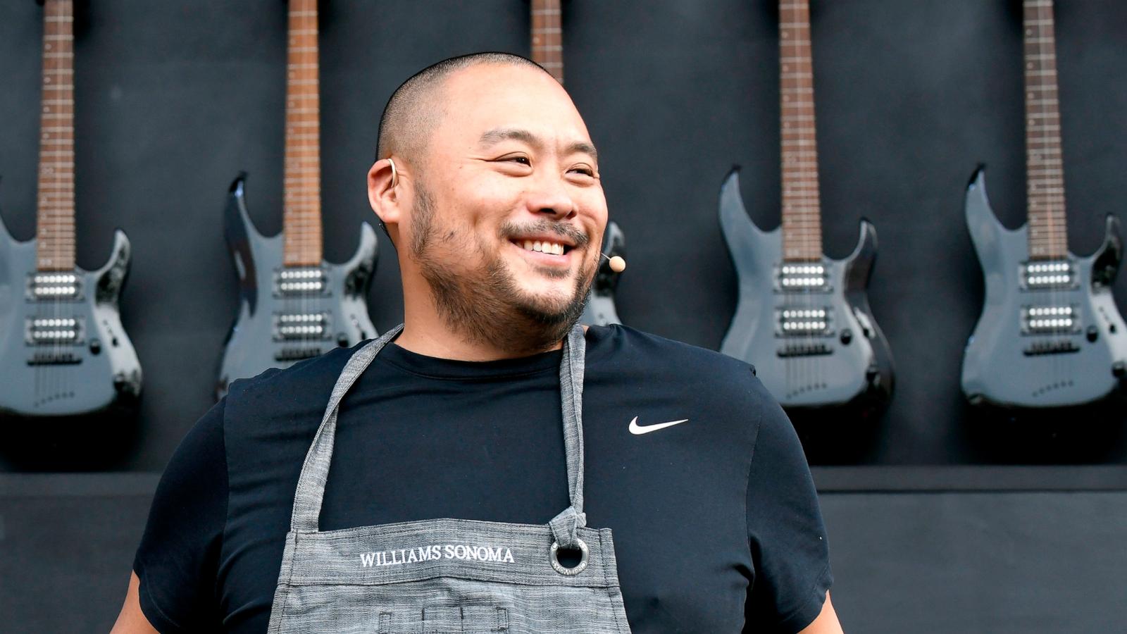 PHOTO: In this May 28, 2023, file photo, Chef David Chang participates in a culinary demonstration during the 2023 BottleRock Napa Valley festival, in Napa, Calif.