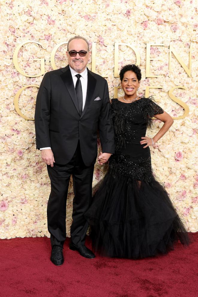 PHOTO: David Zayas and Liza Colon-Zayas attend the 82nd Annual Golden Globe Awards at The Beverly Hilton on Jan. 05, 2025 in Beverly Hills, Calif.