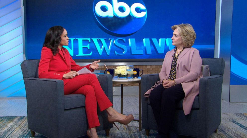 PHOTO: Hillary Clinton is interviewed by ABC News' Linsey Davis on "Good Morning America," March 3, 2020.