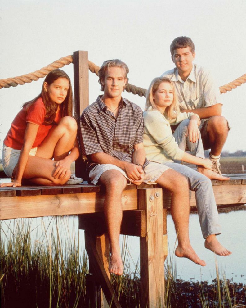 PHOTO: 	
The cast of television's "Dawson's Creek" poses for a photo in 1997. From left to right are Katie Holmes, James Van Der Beek, Michelle Williams, and Joshua Jackson.
