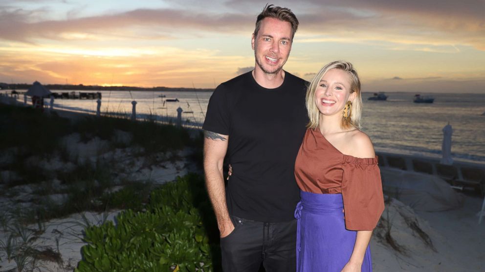 Dax Shepard and Kristen Bell pose as she vacations with her family at Beaches Turks & Caicos Resort Villages & Spa, Jan. 30, 2018, in Providenciales, Turks & Caicos.
