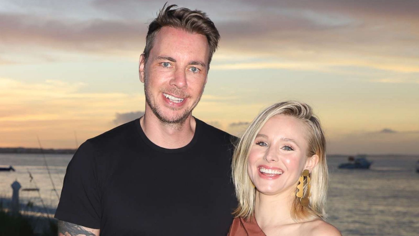 PHOTO: Dax Shepard and Kristen Bell pose as she vacations with her family at Beaches Turks & Caicos Resort Villages & Spa, Jan. 30, 2018, in Providenciales, Turks & Caicos.