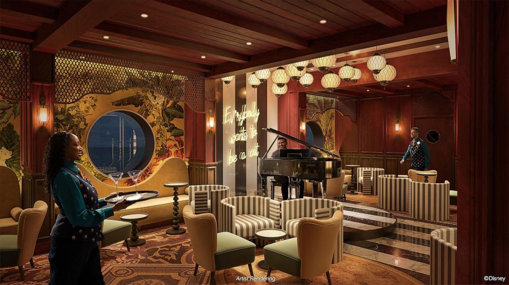 PHOTO: The Scat Cat Lounge, an all-new piano lounge inspired by "The Aristocats" on the Disney Treasure.