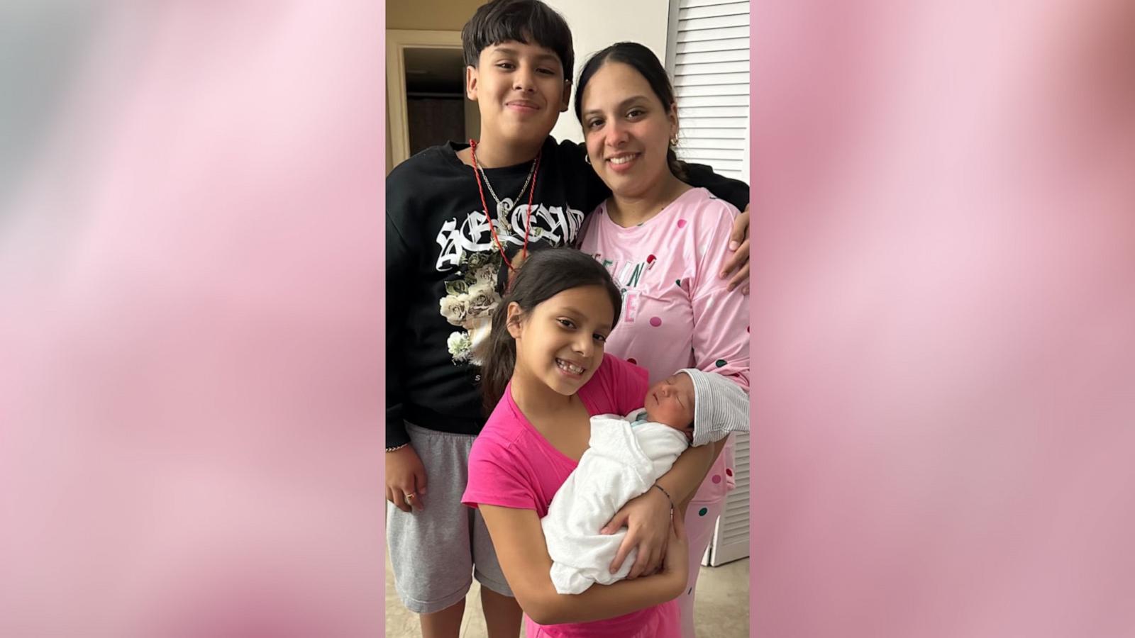 PHOTO: Marianna de la Cruz gave birth to newborn Eden on Jan. 4, the same day as her birthday and her 8-year-old daughter Jailyn’s birthday.