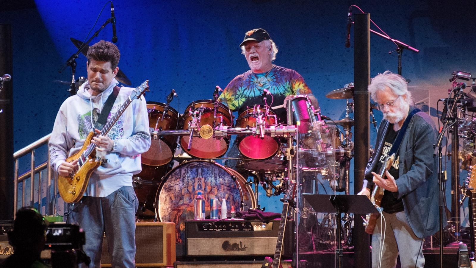 PHOTO: John Mayer, Bill Kreutzmann and Bob Weir of Dead and Company perform during the Band Together Bay Area Benefit Concert, Nov. 9, 2017, in San Francisco.