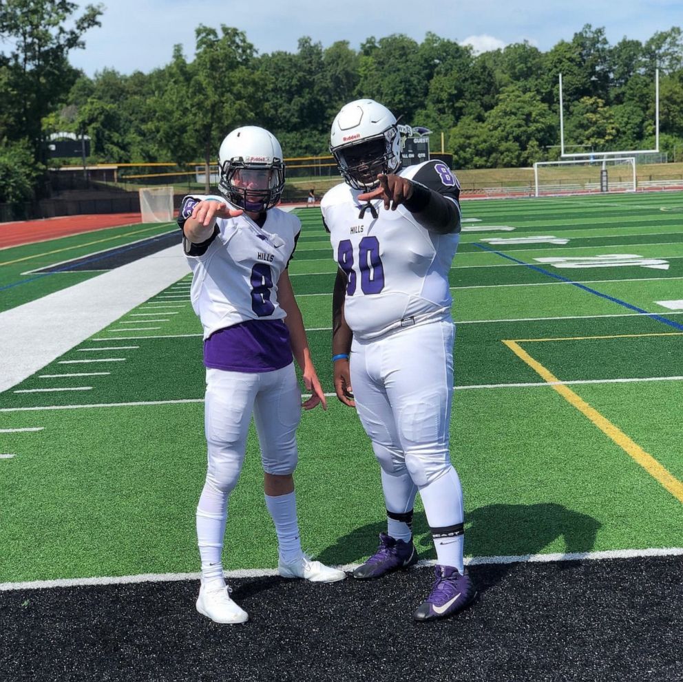 PHOTO: Devin Holmes, a 17-year-old football captain who was born deaf, dominates on the field at Bloomfield High School in Michigan and is headed to play the sport collegiately next year.
