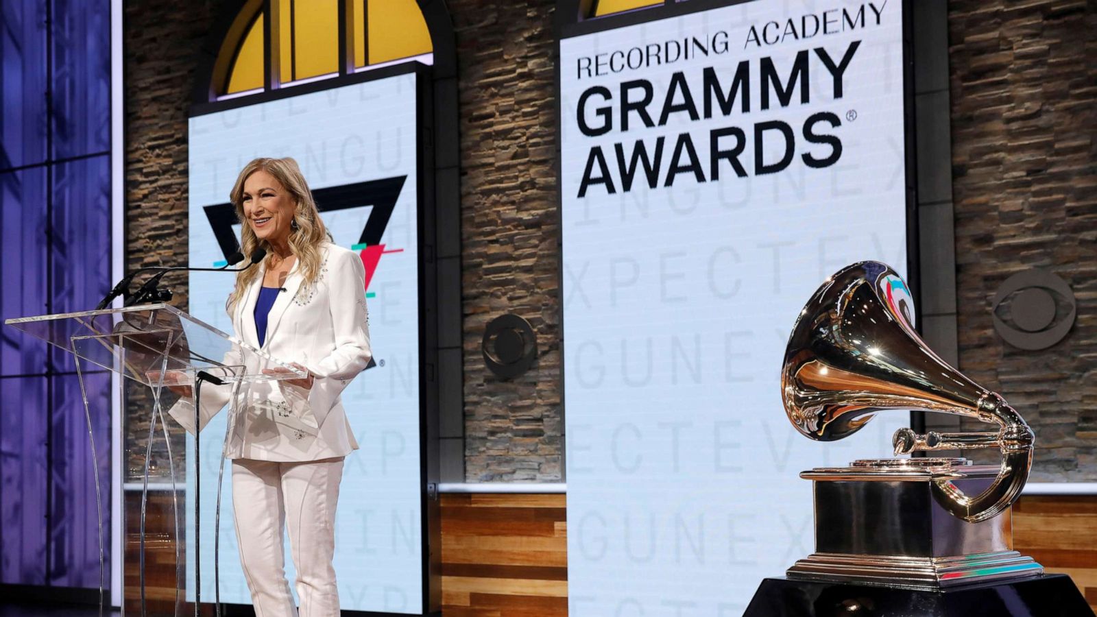 PHOTO: The Recording Academy CEO Deborah Dugan announces nominations for the 2020 Grammy Awards at a news conference in Manhattan, New York, Nov. 20, 2019.