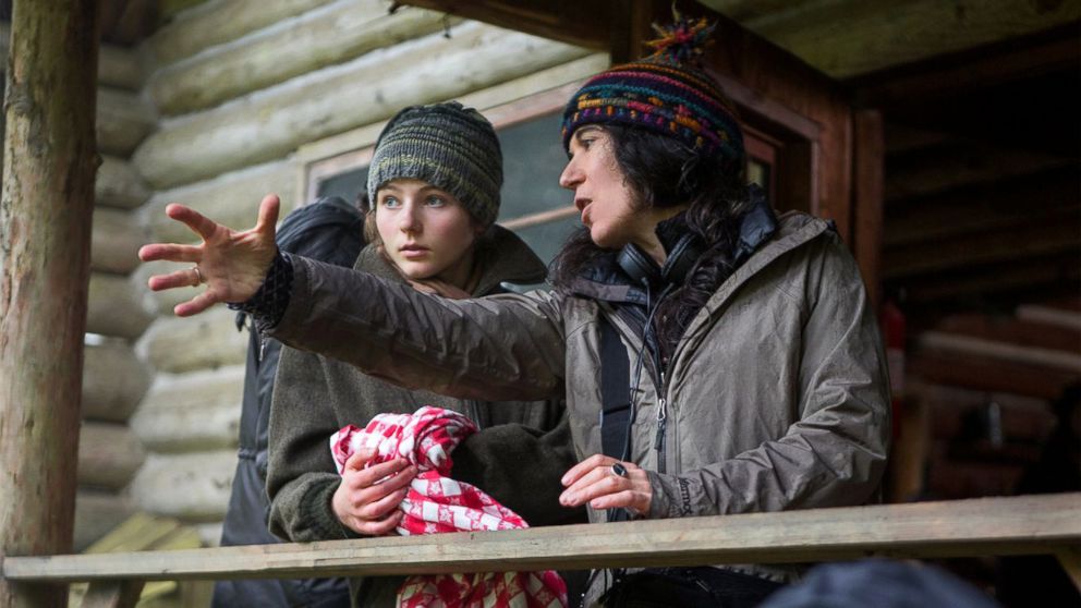 PHOTO: Thomasin Harcourt McKenzie and director Debra Granik on the set of "Leave No Trace."