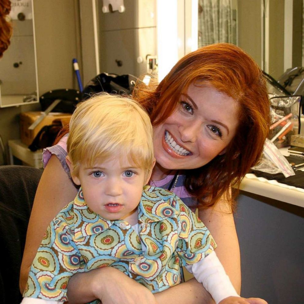 PHOTO: Debra Messing with her son Roman, 1, on the set of "Will and Grace."