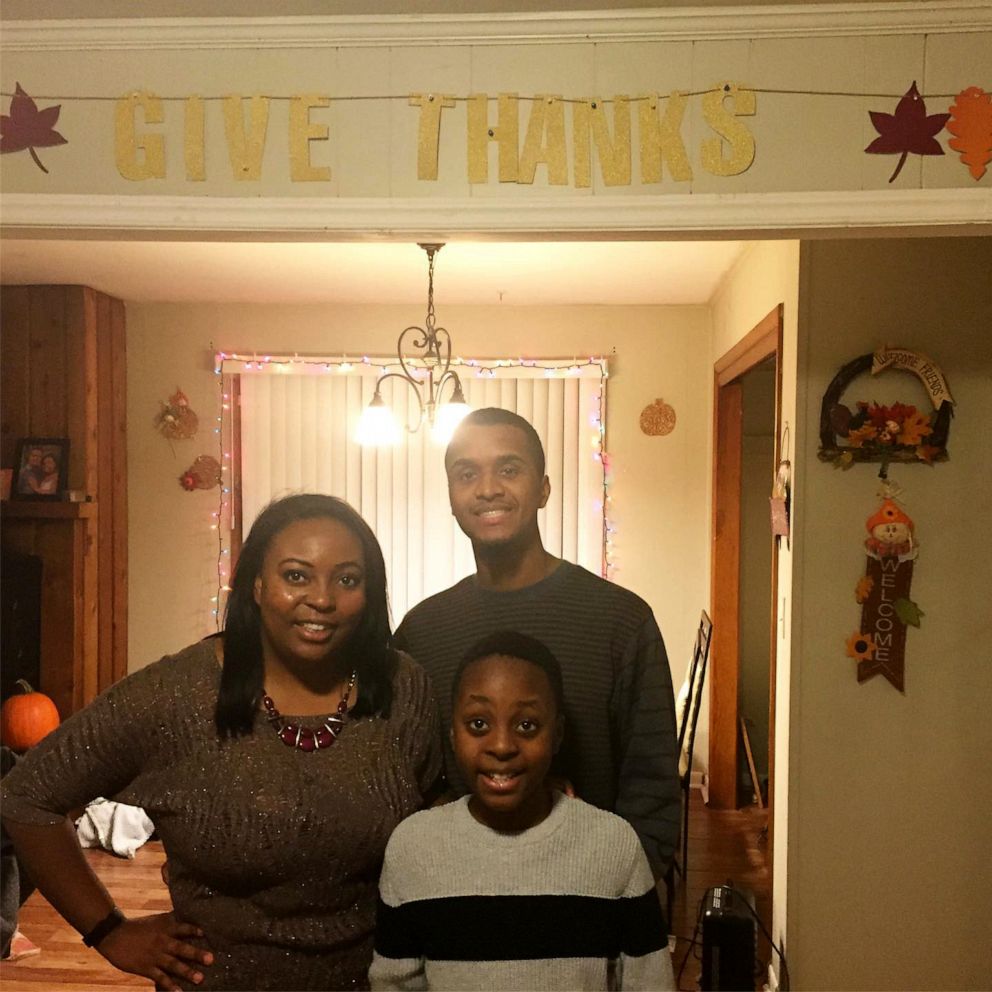 PHOTO: Chonce Maddox Rhea, her husband, Rhema and her son, Jordan at Thanksgiving last year.