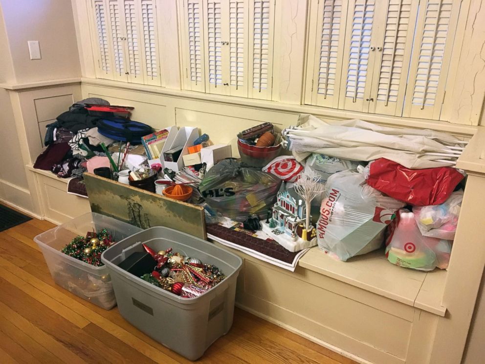 PHOTO: Lynne Hilton's collection of belongings to donate at the end of the month.