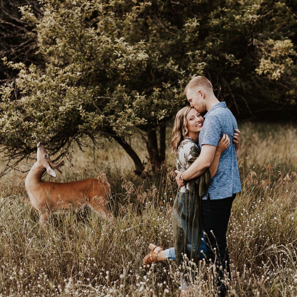 VIDEO: Oh deer! Cute woodland animal photobombs couple's engagement photos 