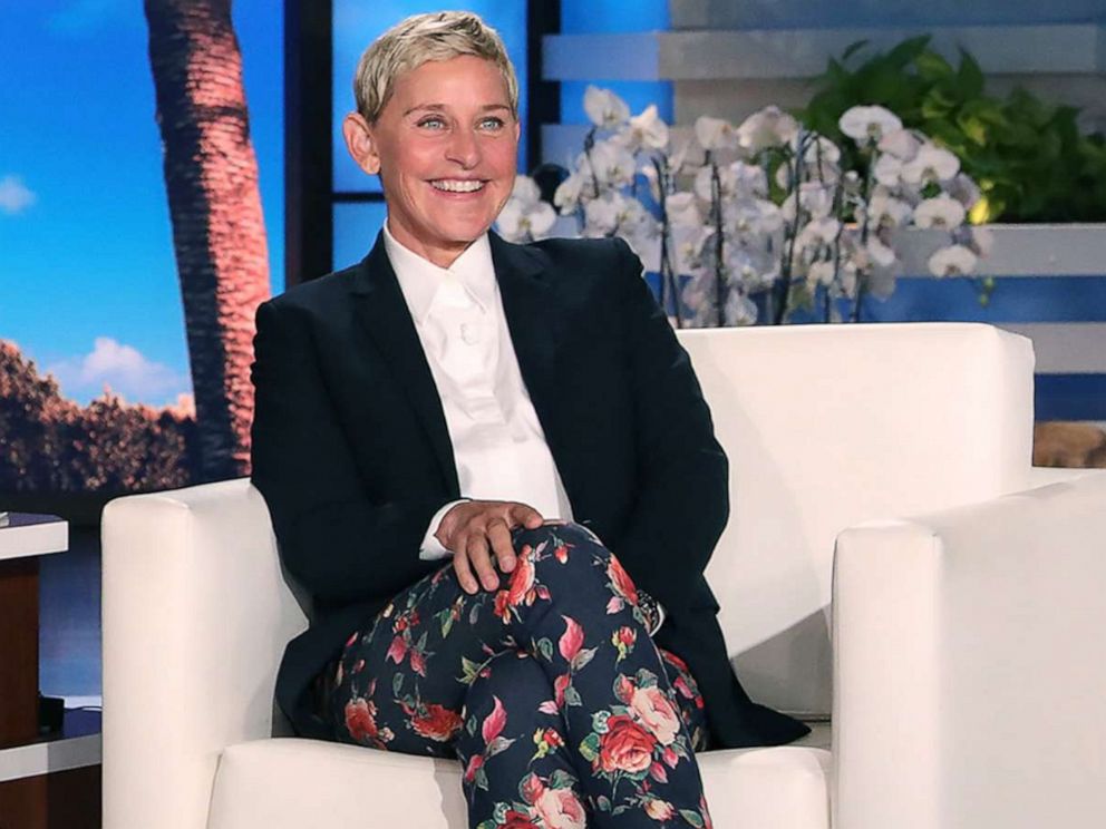 PHOTO: Ellen DeGeneres during a taping of "The Ellen DeGeneres Show," April 13, 2021 at the Warner Bros. lot in Burbank, Calif.
