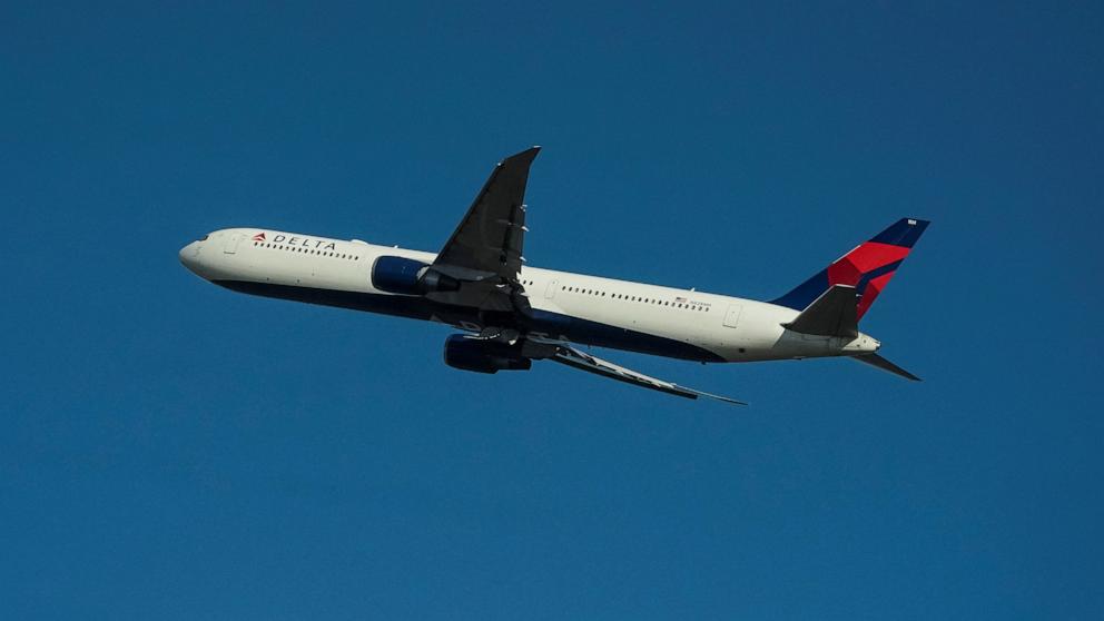 PHOTO: In this Dec. 22, 2021 file photo, a Delta Air Lines jet departs Hartsfield-Jackson Atlanta International Airport in Atlanta.