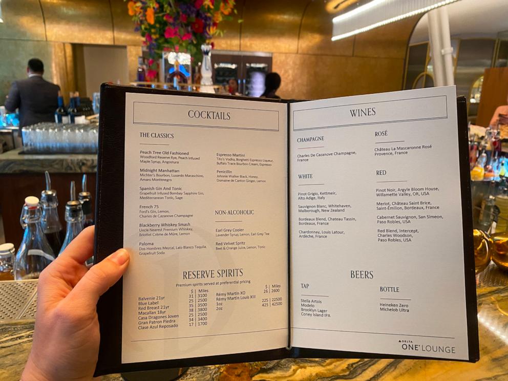 PHOTO: The cocktail menu for the Icon Bar inside the new Delta One Lounge at JFK.