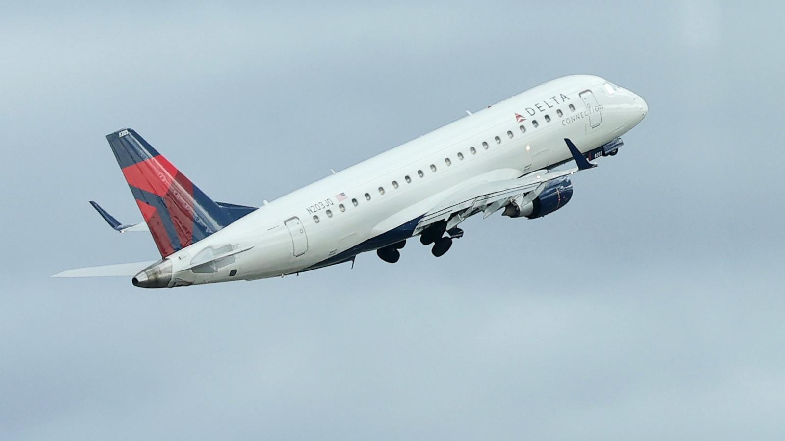 PHOTO: A Delta airplane takes off from LaGuardia Airport on October 28, 2025 in New York City.