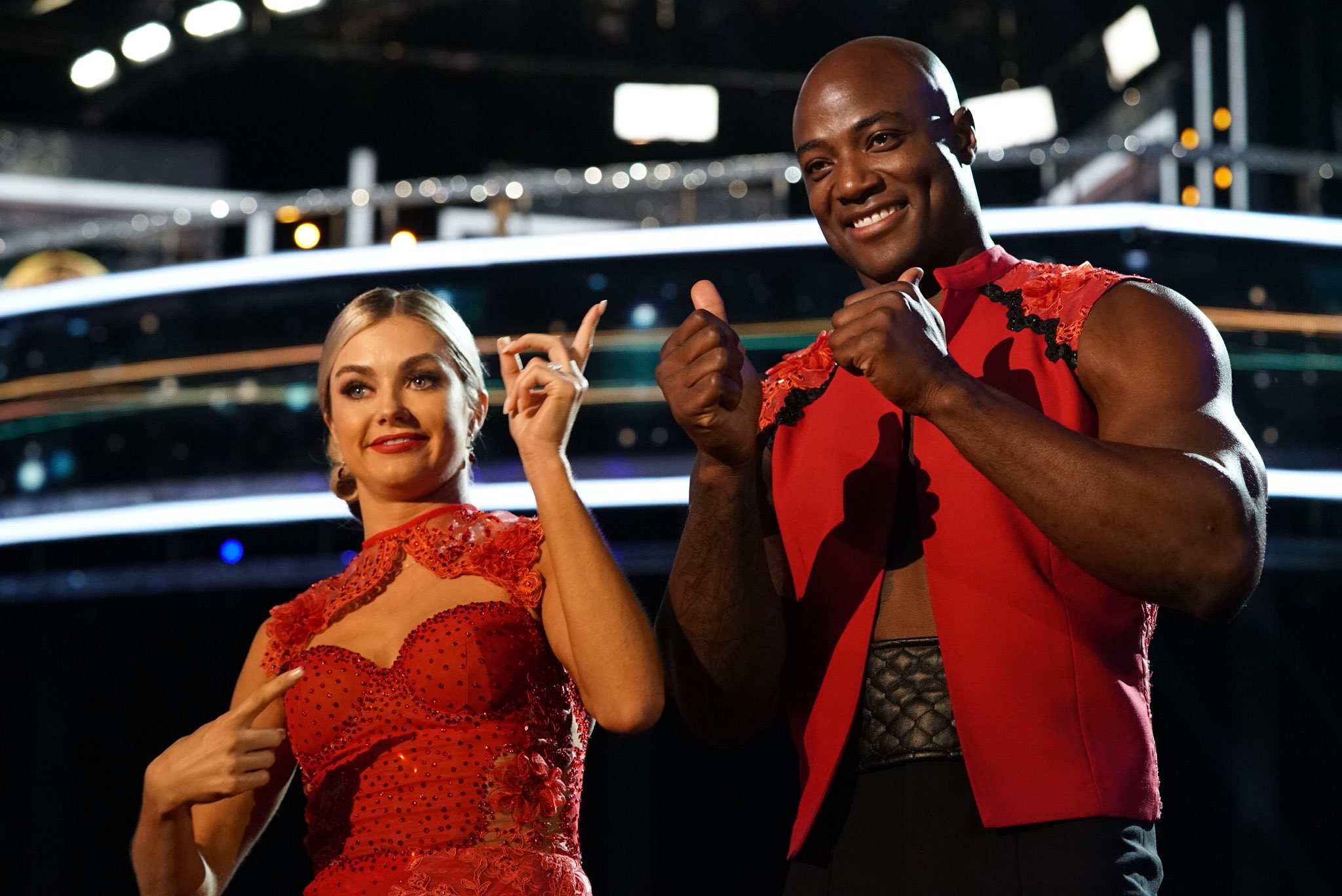 PHOTO: DeMarcus Ware, former NFL star, with his partner Lindsay Arnold, scored a 26-out-of-30 on the Monday, Oct. 8, 2018, episode of "Dancing with the Stars."