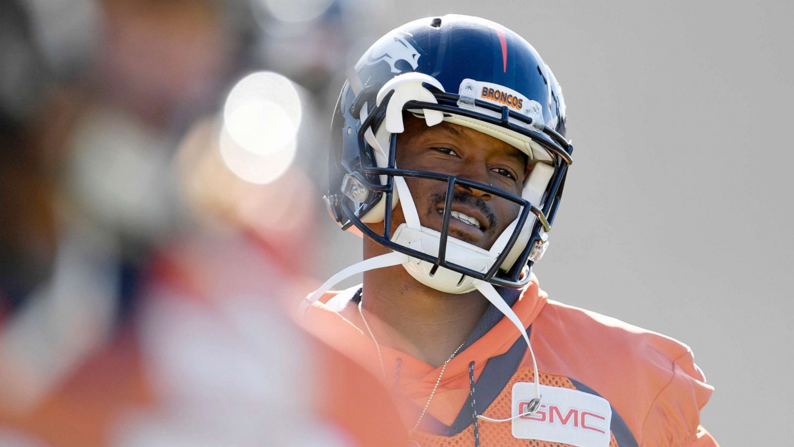 PHOTO: Demaryius Thomas of the Denver Broncos works out during practice at Dove Valley in Englewood, Colo., Nov. 22, 2017.