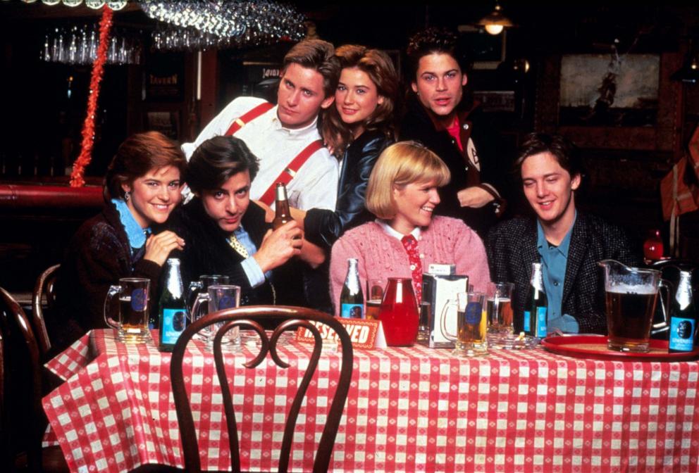 PHOTO: "St. Elmo's Fire," 1985, Ally Sheedy, Judd Nelson, Emilio Estevez, Demi Moore, Rob Lowe, Mare Winningham, and Andrew McCarthy.