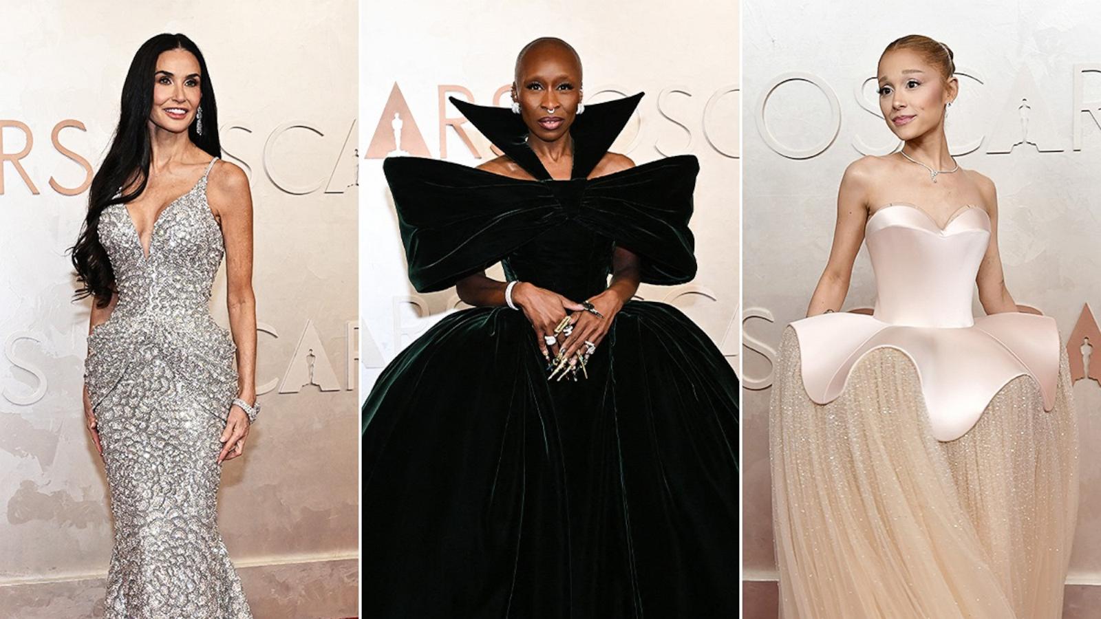 PHOTO: Demi Moore, Cynthia Erivo, and Ariana Grande attends the 97th Annual Academy Awards at the Dolby Theatre in Hollywood, Calif., Mar. 2, 2025.