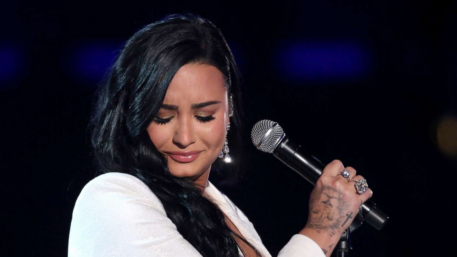 PHOTO: Demi Lovato performs the National Anthem before Super Bowl LIV at Hard Rock Stadium in Miami Gardens, Fla., Feb. 2, 2020.