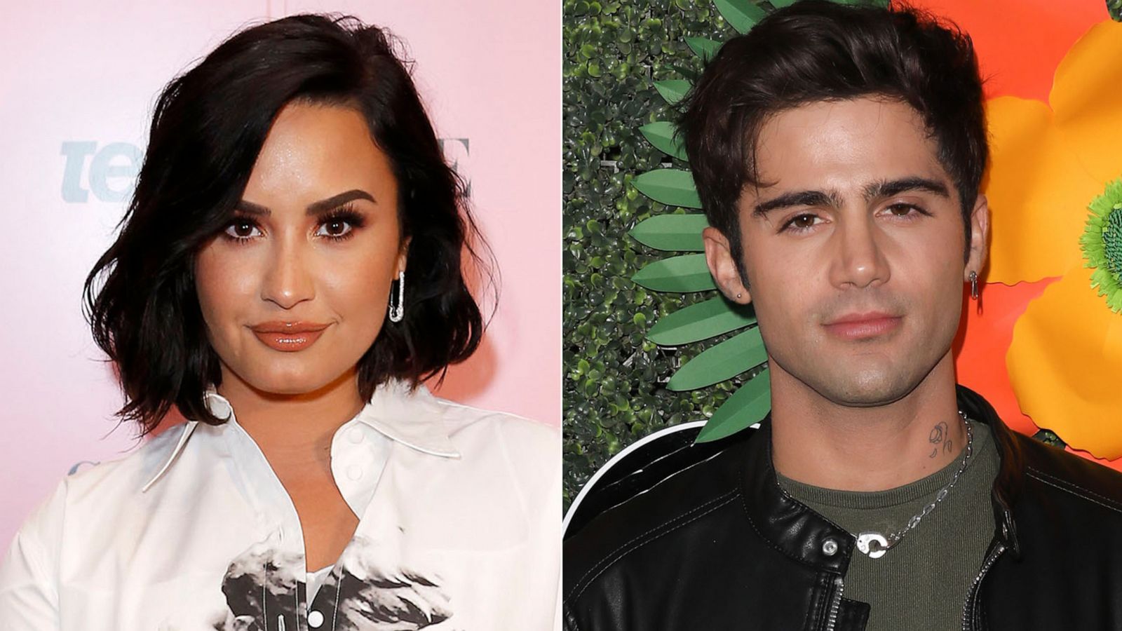 PHOTO: In this Nov. 2, 2019, file photo, Demi Lovato attends the Teen Vogue Summit 2019 in Los Angeles. | Actor Max Ehrich attends the Lifetime's Summer Luau at the W Los Angeles - Westwood on May 20, 2019, in Los Angeles.