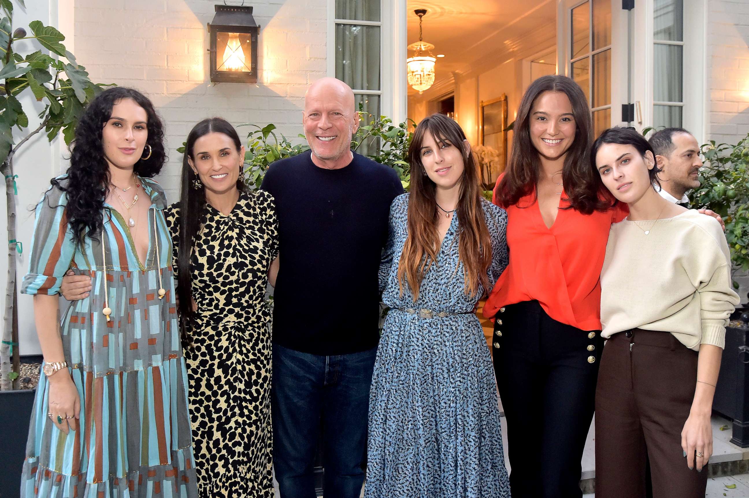 PHOTO: Rumer Willis, Demi Moore, Bruce Willis, Scout Willis, Emma Heming Willis and Tallulah Willis attend Demi Moore's 'Inside Out' Book Party, Sept. 23, 2019, in Los Angeles.