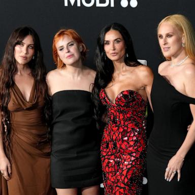 PHOTO: In this Sept. 16, 2024, file photo, Scout LaRue Willis, Tallulah Willis, Demi Moore, and Rumer Willis attend the Los Angeles Premiere Of "The Substance" at Directors Guild Of America in Los Angeles.