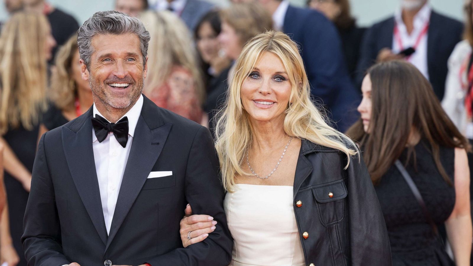 PHOTO: Patrick Dempsey and Jillian Fink attend the red carpet for the movie 'Ferrari' at the 80th Venice International Film Festival on Aug. 31, 2023 in Venice, Italy.