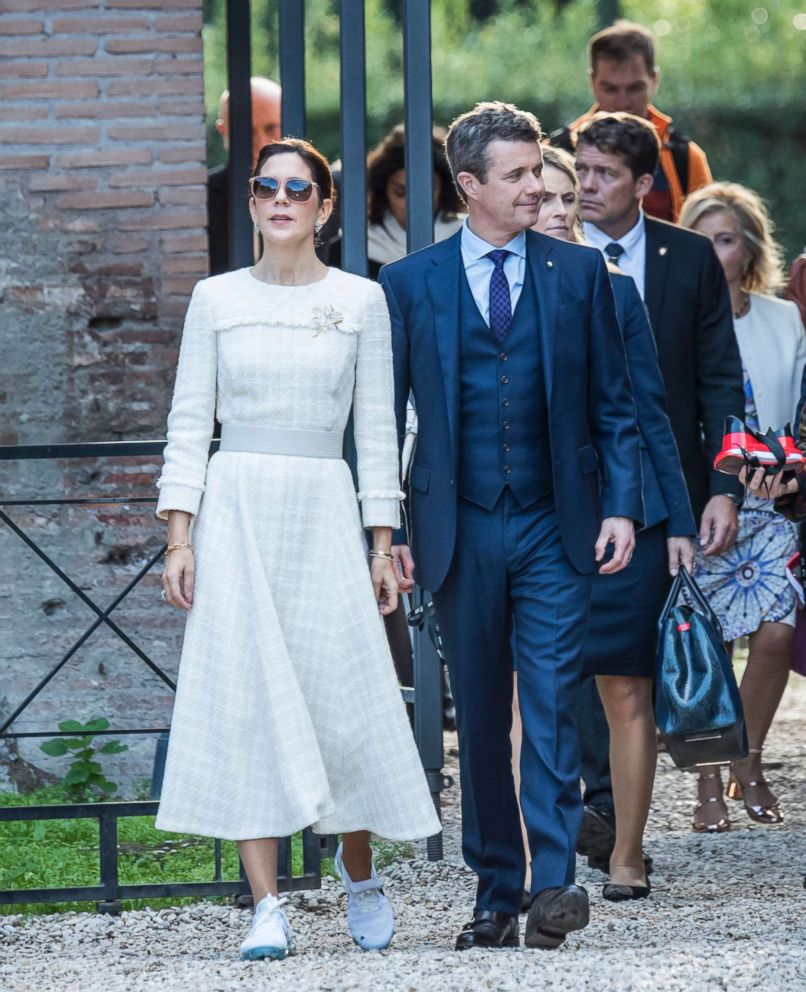 PHOTO: The Crown Prince Frederik and Crown Princess Mary of Denmark visit the ruins of one of Rome's largest public baths, Nov 6, 2018.