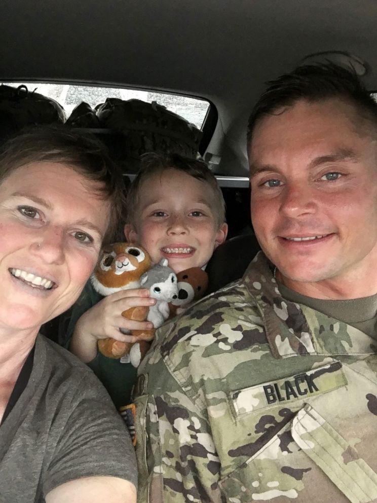 PHOTO: Holly, Will and Tyler Black in May 2018 when Tyler was deployed to Iraq.