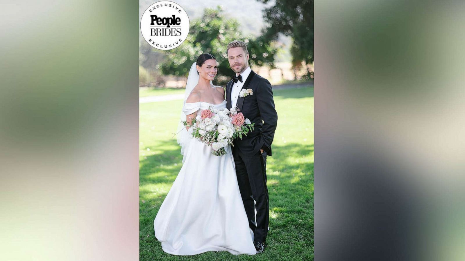 PHOTO: Hayley Erbert and Derek Hough pictured in their wedding outfits.