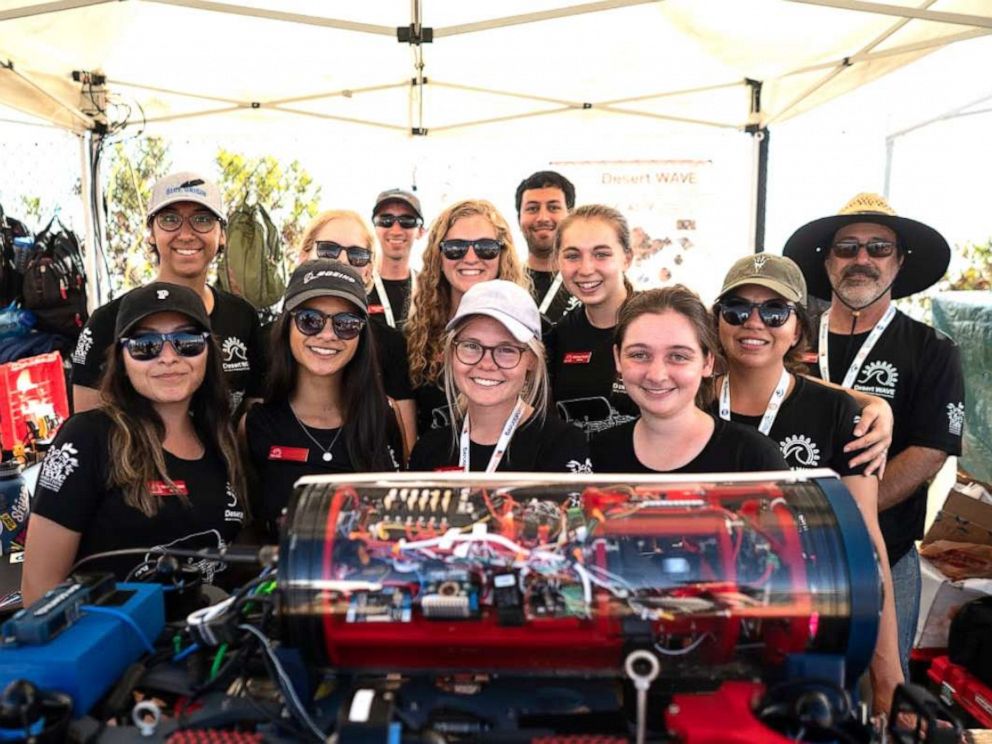 PHOTO: The all-women Desert WAVE team from Arizona State University won third place in an international robotics competition.