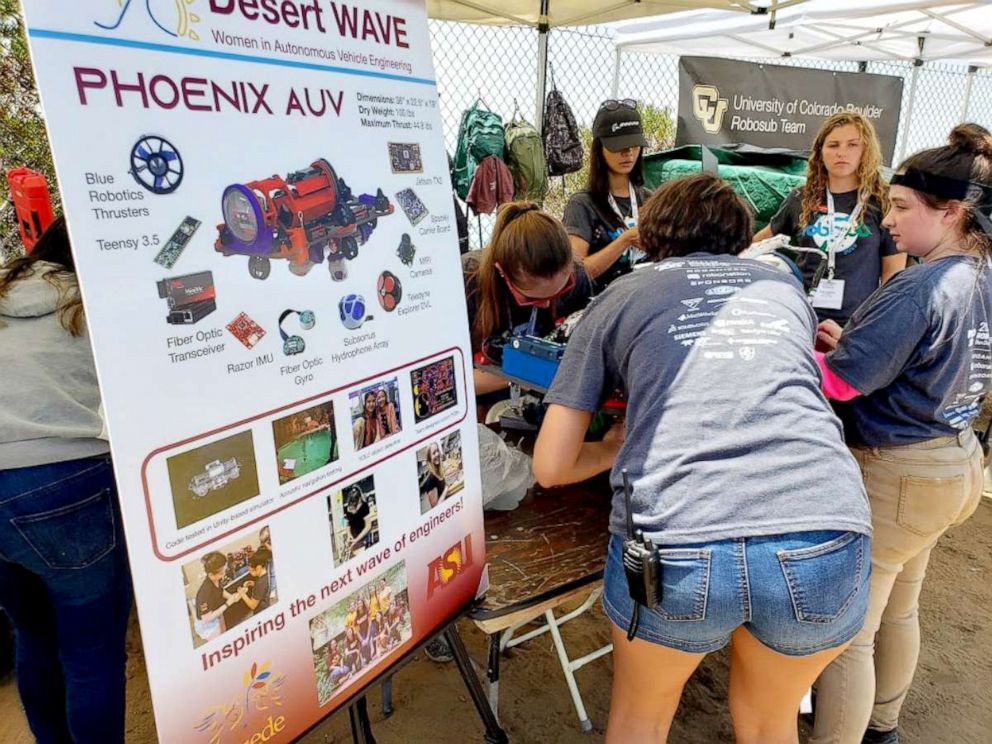 PHOTO: The all-women Desert WAVE team from Arizona State University won third place in an international robotics competition.