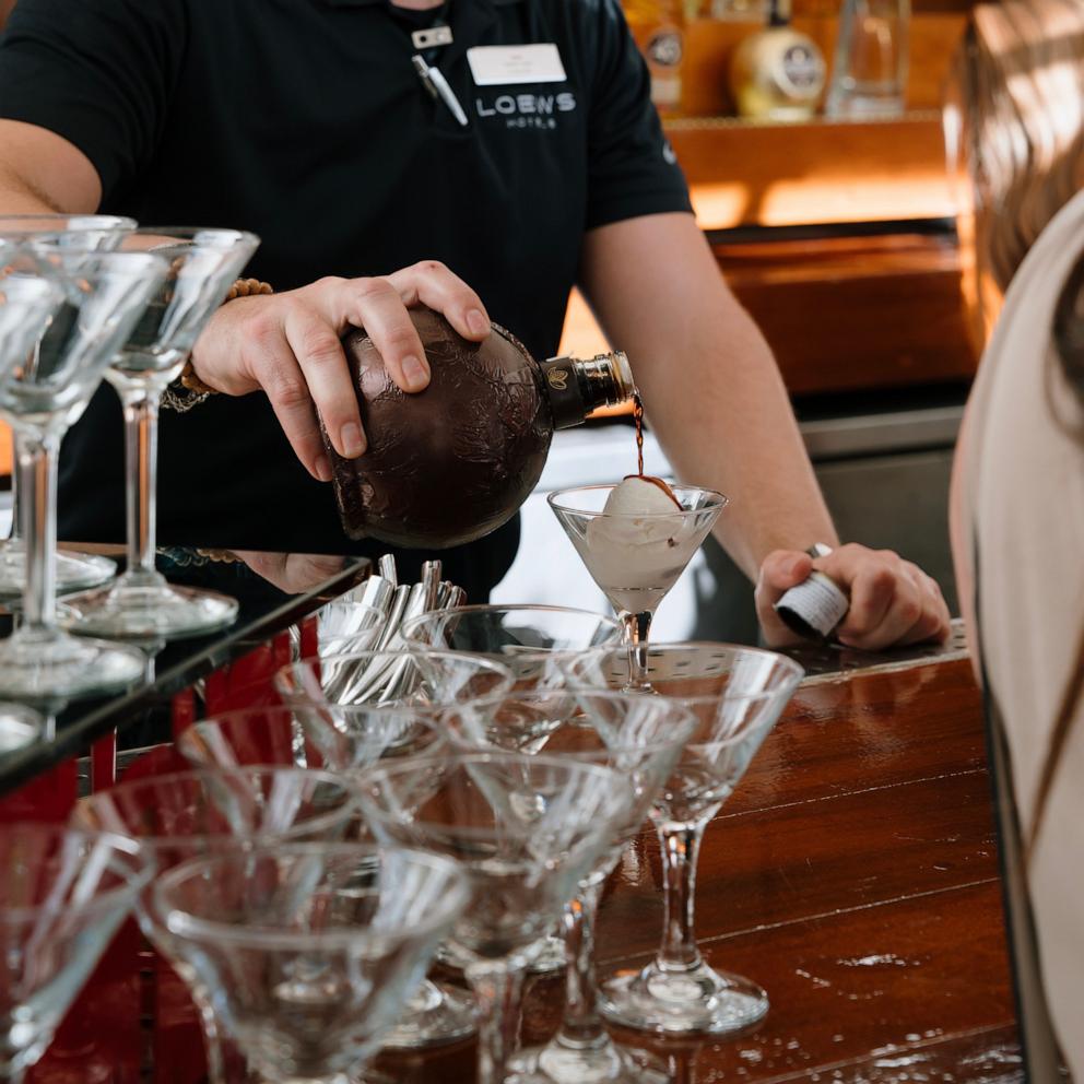 PHOTO: Chocolate liqueur poured atop a scoop of vanilla ice cream.