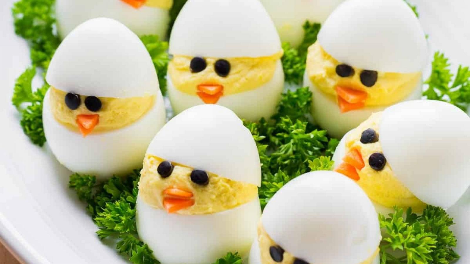 PHOTO: Deviled Easter egg chicks.