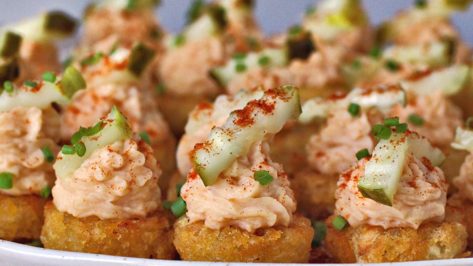 PHOTO: Spicy pickled deviled tots are a perfect Super Bowl snack food.