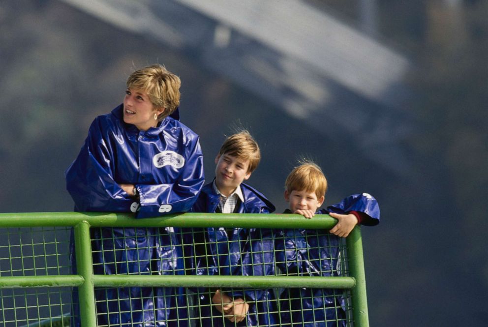 PHOTO: Princess Diana and her sons, Prince William and Prince Harry, during a private ride aboard the 'Maid of the Mist' sightseeing boat tour of Niagara Falls, Ontario, Canada, Oct. 26, 1991. 