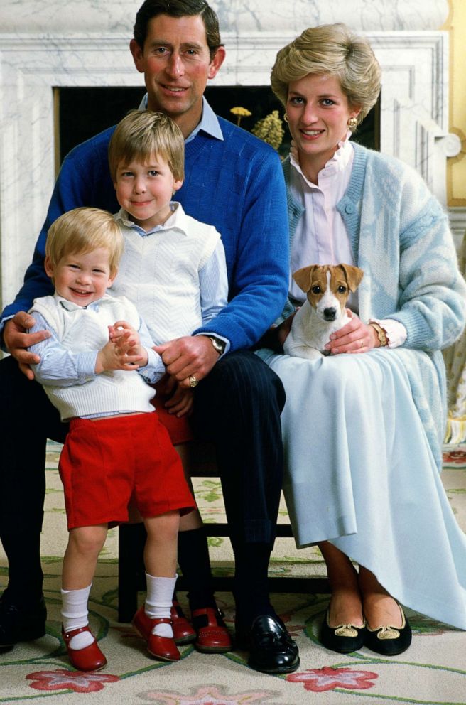 PHOTO: Prince Charles, Prince of Wales and Diana, Princess of Wales at home in Kensington Palace with their sons Prince William and Prince Harry.