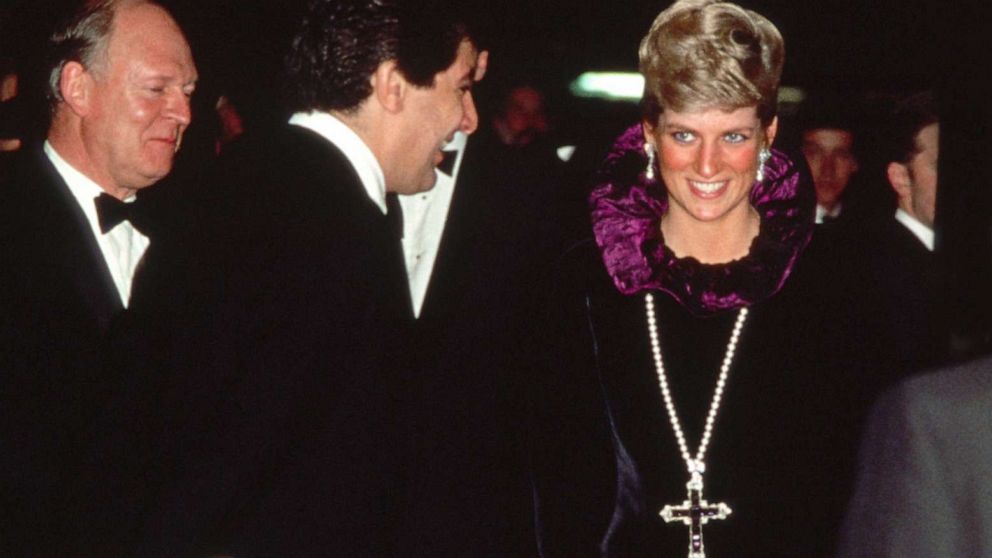PHOTO: In this Oct. 27, 1987 file photo Diana, Princess Of Wales, arrives at a charity gala evening on behalf of birthright at Garrard in London.