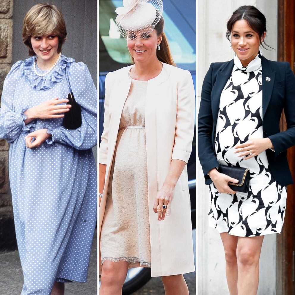 PHOTO: Diana, Princess of Wales, is pictured in April 1982, Catherine, Duchess of Cambridge, on June 4, 2013 and Meghan, Duchess of Sussex, on March 8, 2019.