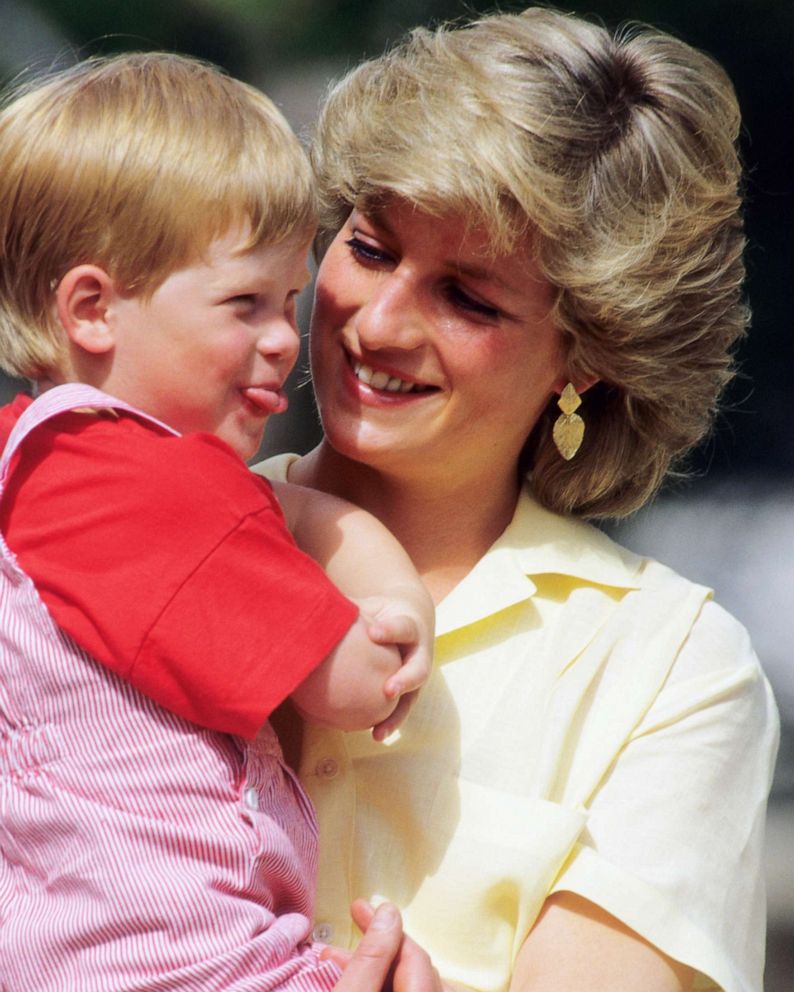 PHOTO: Diana, Princess of Wales with Prince Harry in Majorca, Spain, Aug. 10, 1987. 