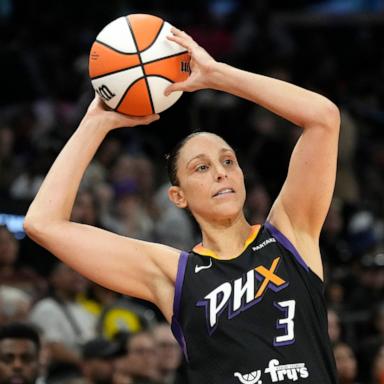 PHOTO: In this Sept. 19, 2024, file photo, Phoenix Mercury guard Diana Taurasi looks to pass the ball against the Seattle Storm during the first half of a WNBA basketball game in Phoenix. 